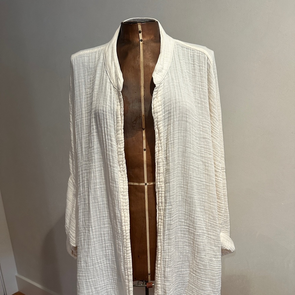 Black Crane Gauze Kimono Natural One size